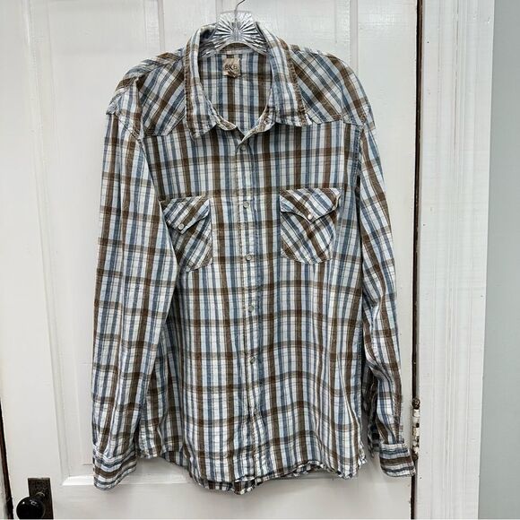 BKE Other - BKE western pearl‎ snap button down long sleeve shirt men's xl blue brown